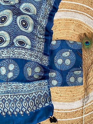 Ajrakh Printed Modal Satin Top-Dupatta Set Catalogue 1-Indigo-4 Ajrakh Printed Modal Satin Top-Dupatta Set Catalogue 1-Indigo-4