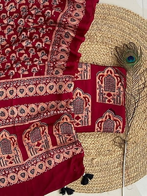 Ajrakh Printed Modal Satin Top-Dupatta Set Catalogue 1-Maroon-10 Ajrakh Printed Modal Satin Top-Dupatta Set Catalogue 1-Maroon-10
