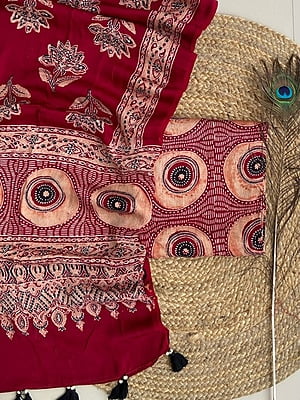 Ajrakh Printed Modal Satin Top-Dupatta Set Catalogue 1-Maroon-11 Ajrakh Printed Modal Satin Top-Dupatta Set Catalogue 1-Maroon-11