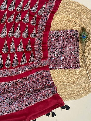 Ajrakh Printed Modal Satin Top-Dupatta Set Catalogue 1-Maroon-12 Ajrakh Printed Modal Satin Top-Dupatta Set Catalogue 1-Maroon-12