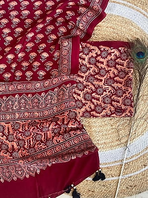 Ajrakh Printed Modal Satin Top-Dupatta Set Catalogue 1-Maroon-4 Ajrakh Printed Modal Satin Top-Dupatta Set Catalogue 1-Maroon-4