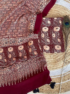 Ajrakh Printed Modal Satin Top-Dupatta Set Catalogue 1-Maroon-5 Ajrakh Printed Modal Satin Top-Dupatta Set Catalogue 1-Maroon-5