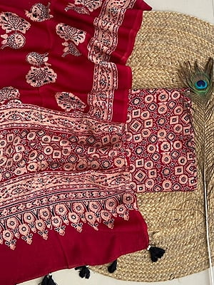 Ajrakh Printed Modal Satin Top-Dupatta Set Catalogue 1-Maroon-7 Ajrakh Printed Modal Satin Top-Dupatta Set Catalogue 1-Maroon-7