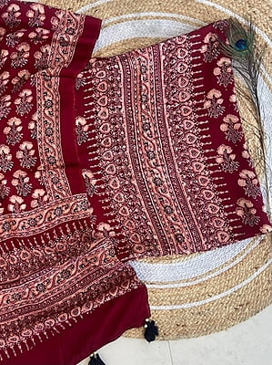 Ajrakh Printed Modal Satin Top-Dupatta Set Catalogue 1-Maroon-8 Ajrakh Printed Modal Satin Top-Dupatta Set Catalogue 1-Maroon-8
