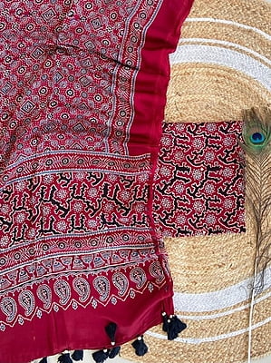 Ajrakh Printed Modal Satin Top-Dupatta Set Catalogue 1-Maroon-9 Ajrakh Printed Modal Satin Top-Dupatta Set Catalogue 1-Maroon-9