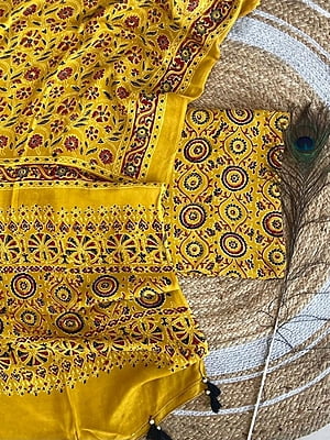 Ajrakh Printed Modal Satin Top-Dupatta Set Catalogue 1-Mustard-2 Ajrakh Printed Modal Satin Top-Dupatta Set Catalogue 1-Mustard-2