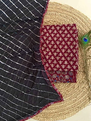 Ajrakh Suit With Leheriya Dupatta Catalogue 2-Black-2 Ajrakh Suit With Leheriya Dupatta Catalogue 2-Black-2