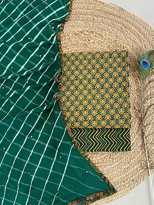 Ajrakh Suit With Leheriya Dupatta Catalogue 2-BottleGreen-1 Ajrakh Suit With Leheriya Dupatta Catalogue 2-BottleGreen-1