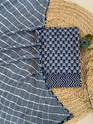 Ajrakh Suit With Leheriya Dupatta Catalogue 2-Grey-1 Ajrakh Suit With Leheriya Dupatta Catalogue 2-Grey-1