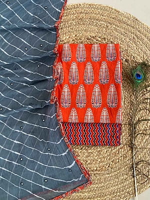 Ajrakh Suit With Leheriya Dupatta Catalogue 2-Grey-2 Ajrakh Suit With Leheriya Dupatta Catalogue 2-Grey-2