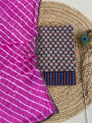 Ajrakh Suit With Leheriya Dupatta Catalogue 2-Orchid-1 Ajrakh Suit With Leheriya Dupatta Catalogue 2-Orchid-1