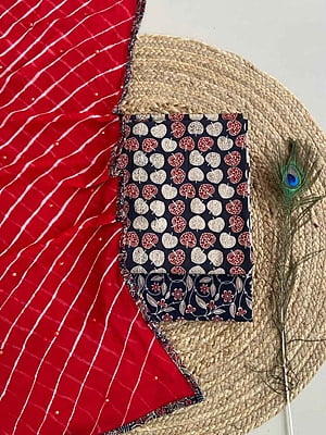 Ajrakh Suit With Leheriya Dupatta Catalogue 2-Red-3 Ajrakh Suit With Leheriya Dupatta Catalogue 2-Red-3