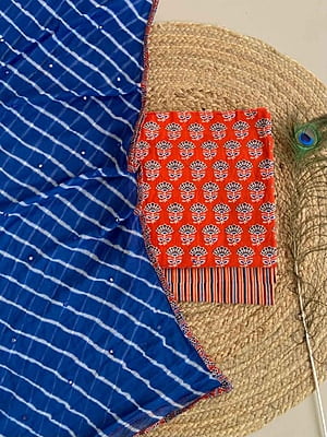 Ajrakh Suit With Leheriya Dupatta Catalogue 2-RoyalBlue-2 Ajrakh Suit With Leheriya Dupatta Catalogue 2-RoyalBlue-2