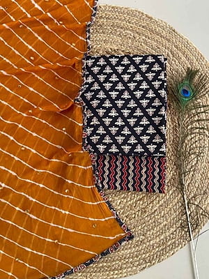 Ajrakh Suit With Leheriya Dupatta Catalogue 2-RustyOrange-2 Ajrakh Suit With Leheriya Dupatta Catalogue 2-RustyOrange-2