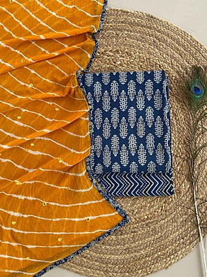 Ajrakh Suit With Leheriya Dupatta Catalogue 2-RustyOrange-3 Ajrakh Suit With Leheriya Dupatta Catalogue 2-RustyOrange-3