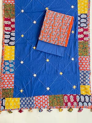 Ajrakh Suit With Patch Work Dupatta Catalogue 4-RoyalBlue-1 Ajrakh Suit With Patch Work Dupatta Catalogue 4-RoyalBlue-1