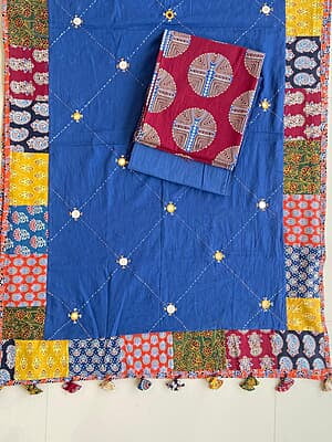 Ajrakh Suit With Patch Work Dupatta Catalogue 4-RoyalBlue-2 Ajrakh Suit With Patch Work Dupatta Catalogue 4-RoyalBlue-2