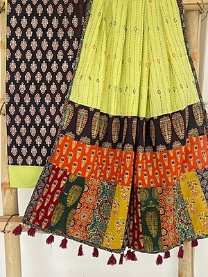 Ajrakh Suit With Patch Work Kantha Dupatta Catalogue 1-Black-1 Ajrakh Suit With Patch Work Kantha Dupatta Catalogue 1-Black-1