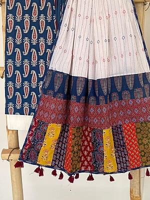 Ajrakh Suit With Patch Work Kantha Dupatta Catalogue 1-CobaltBlue-3 Ajrakh Suit With Patch Work Kantha Dupatta Catalogue 1-CobaltBlue-3