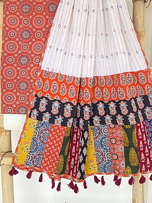 Ajrakh Suit With Patch Work Kantha Dupatta Catalogue 1-DarkSaffron-2 Ajrakh Suit With Patch Work Kantha Dupatta Catalogue 1-DarkSaffron-2
