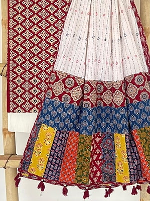 Ajrakh Suit With Patch Work Kantha Dupatta Catalogue 1-Maroon-3 Ajrakh Suit With Patch Work Kantha Dupatta Catalogue 1-Maroon-3