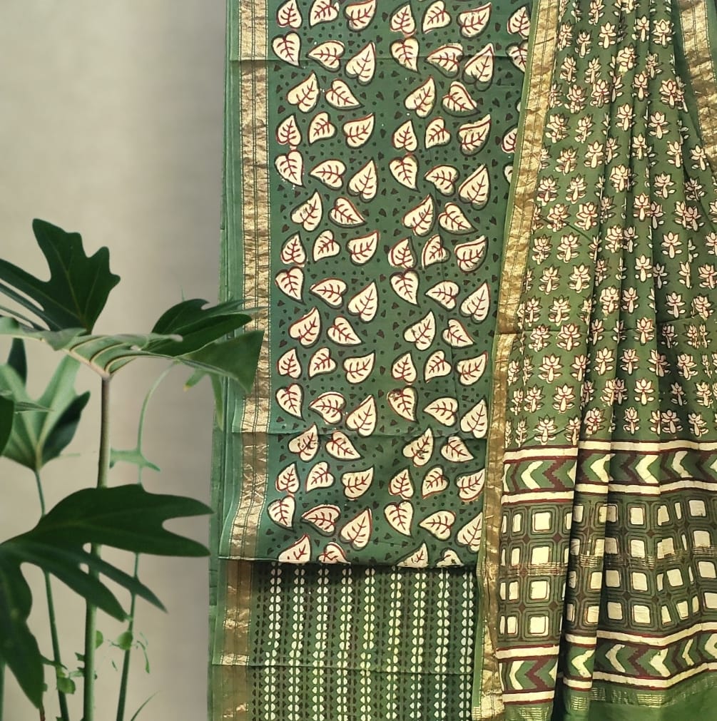 Modal Cotton Pipar Dabu Print Suit Set #23