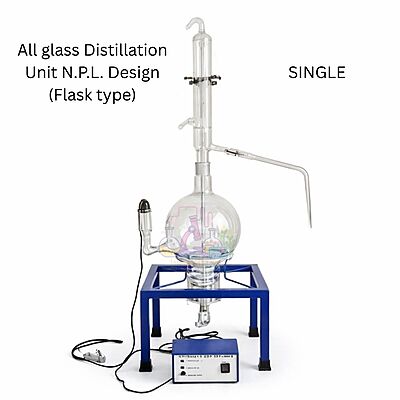 All glass Distillation Unit N.P.L. Design (Flask type)
