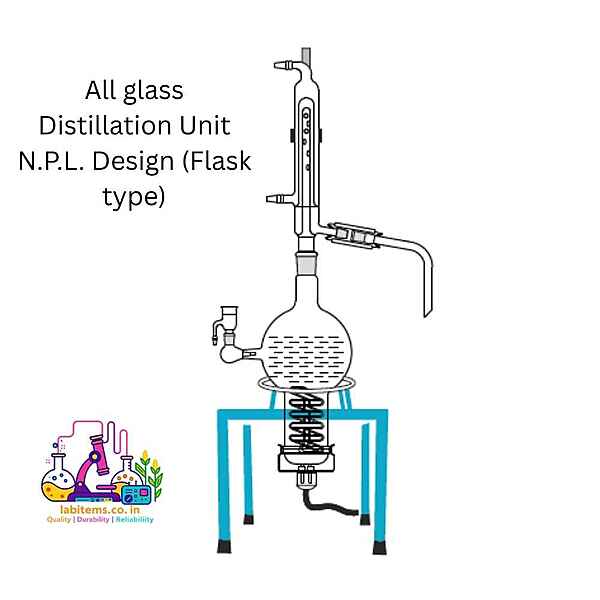 All glass Distillation Unit N.P.L. Design (Flask type)