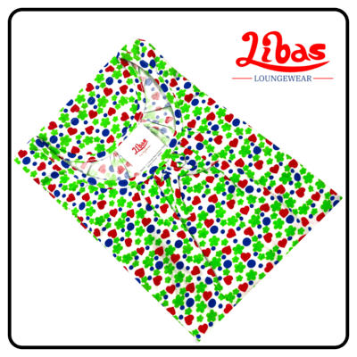 All over tiny gemoetric printed hosiery cotton sleeveless nightyfrom libas loungewear-SL021