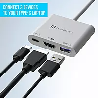 Portronics Konnect Vision C2 – Type-C & USB to HDMI Adapter | 4K, 30Hz | 1.8M PVC | Black