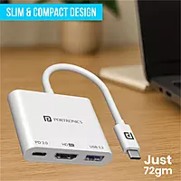 Portronics Konnect Vision C2 – Type-C & USB to HDMI Adapter | 4K, 30Hz | 1.8M PVC | Black