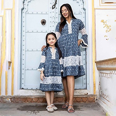 Alluring Mother Daughter Dress Combo Catalogue 2-Grey-1