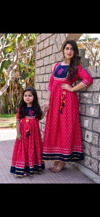Alluring Mother Daughter Gown Combo Catalogue 5-Magenta-1