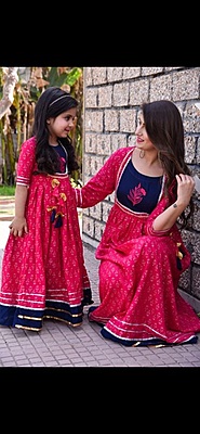 Alluring Mother Daughter Gown Combo Catalogue 5-Magenta-2