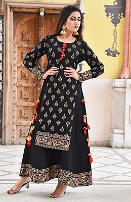 Alluring Mother Daughter Gown Combo Catalogue 6-Black-2