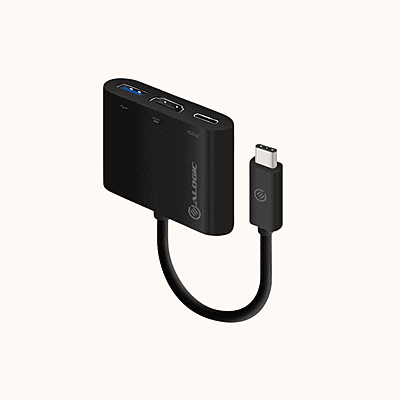 Alogic 10cm USB-C to HDMI/USB 3.0/USB-C with Power Delivery (60W/3A) - MP-UCHDCH