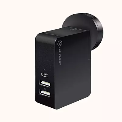 Alogic 3 Port USB-C & Dual USB-A Travel Power Adapter - Black - WCC2A45BK