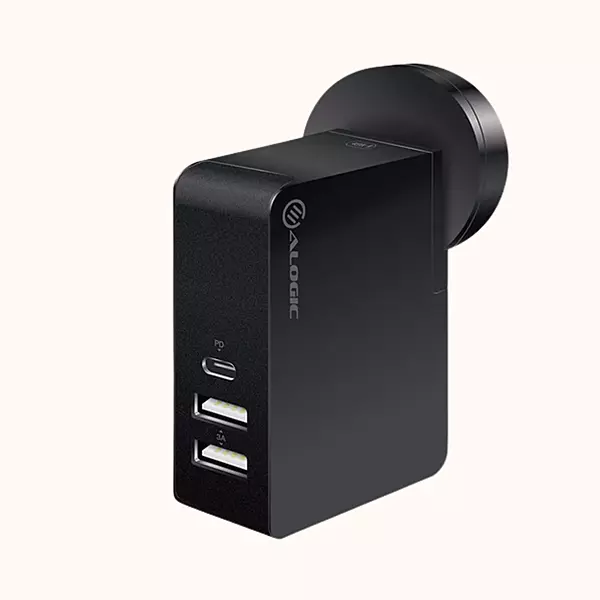 Alogic 3 Port USB-C & Dual USB-A Travel Power Adapter - Black - WCC2A45BK