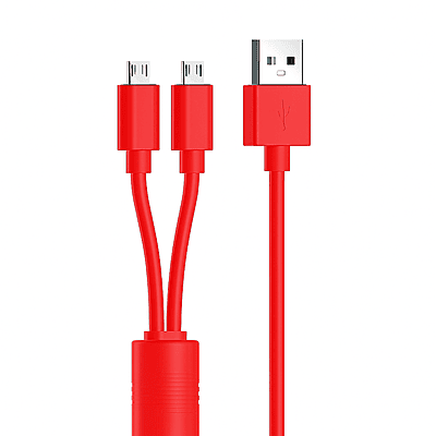 USB A Male to Dual Micro USB Male Splitter Y Cable – 2-in-1 Data & Charging Adapter Cable for Smartphones, Power Banks, Bluetooth Devices, and More