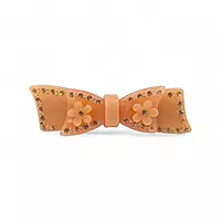 Elegant Amber Bow Crystal Hair Barrette Clip
