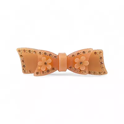 Elegant Amber Bow Crystal Hair Barrette Clip