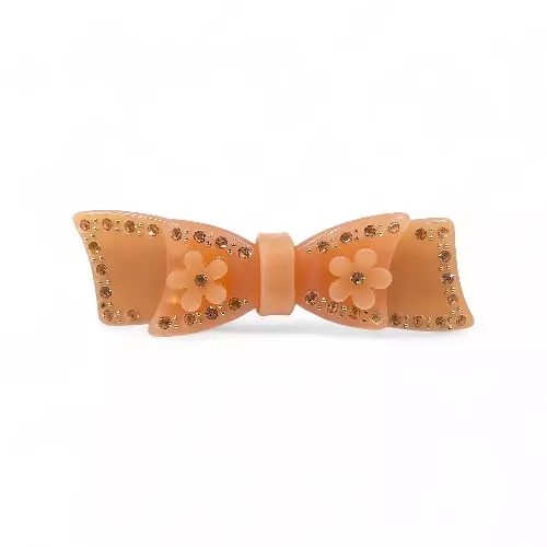 Elegant Amber Bow Crystal Hair Barrette Clip