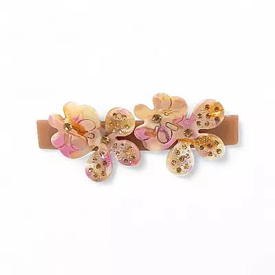 Elegant Amber Floral Hair Barrette Clip