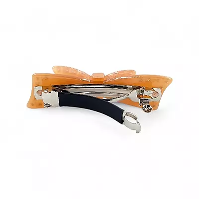 Elegant Amber Bow Crystal Hair Barrette Clip