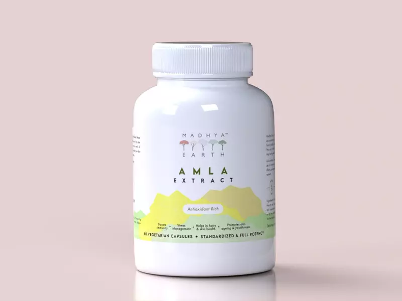Amla Extract Veg Capsules 60pcs - Madhya Earth