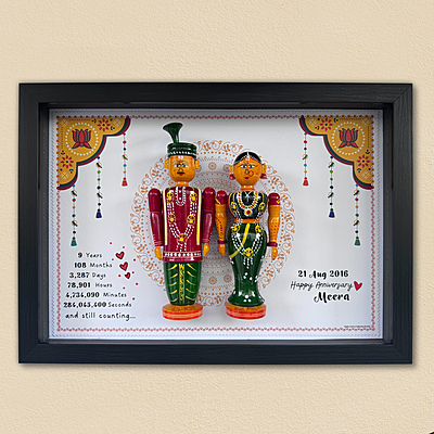 Anant Bandhan - Handcrafted & Personalized Anniversary Wall Frame with Wedding Dolls