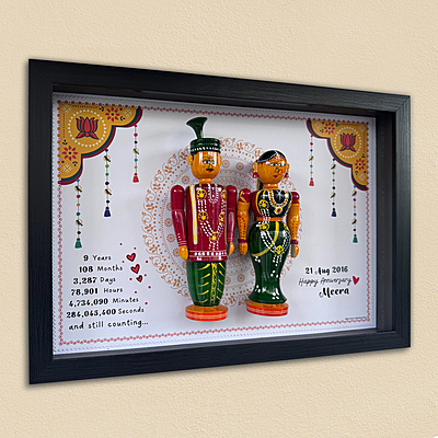 Anant Bandhan - Handcrafted & Personalized Anniversary Wall Frame with Wedding Dolls