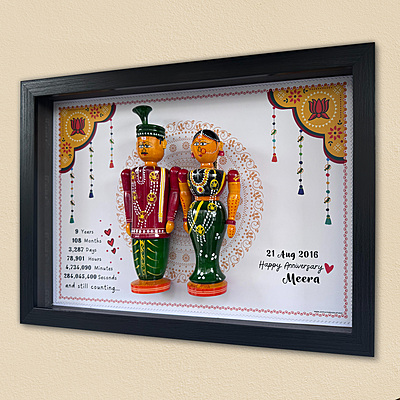 Anant Bandhan - Handcrafted & Personalized Anniversary Wall Frame with Wedding Dolls