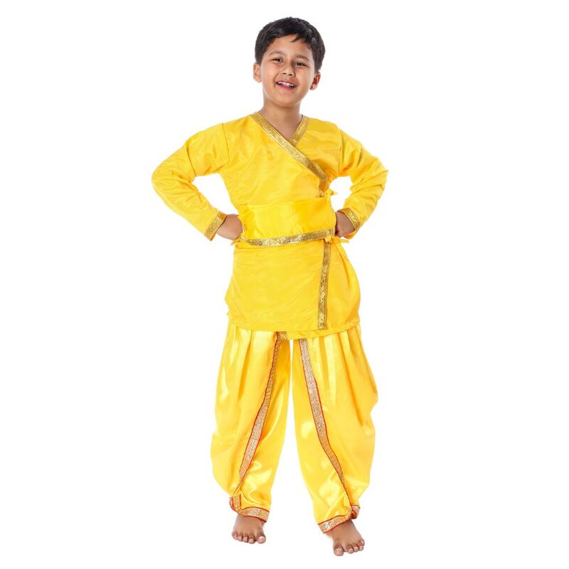 Angarkha and Dhoti Fancy Dress Costume Yellow For Boys
