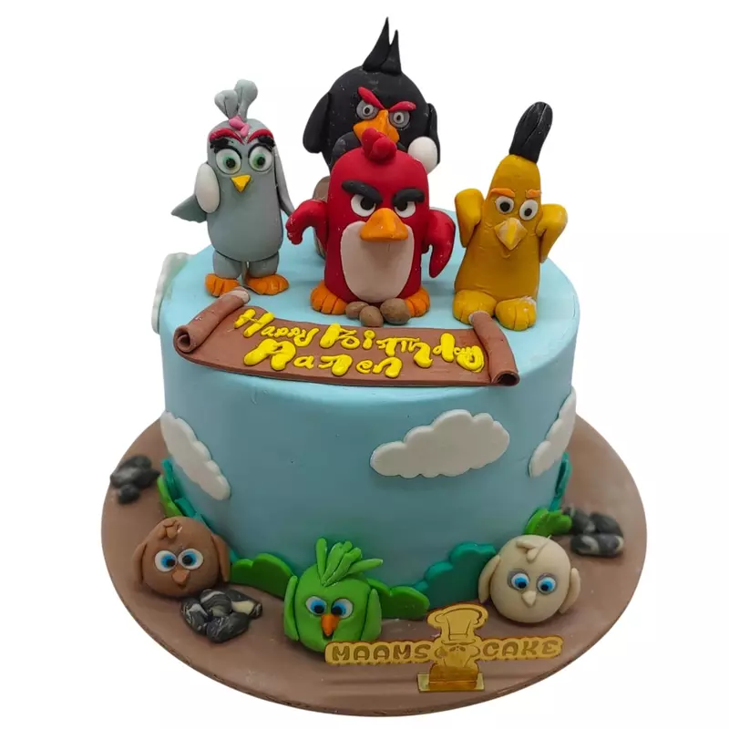 Angry Bird Theme Fully Fondant Cake